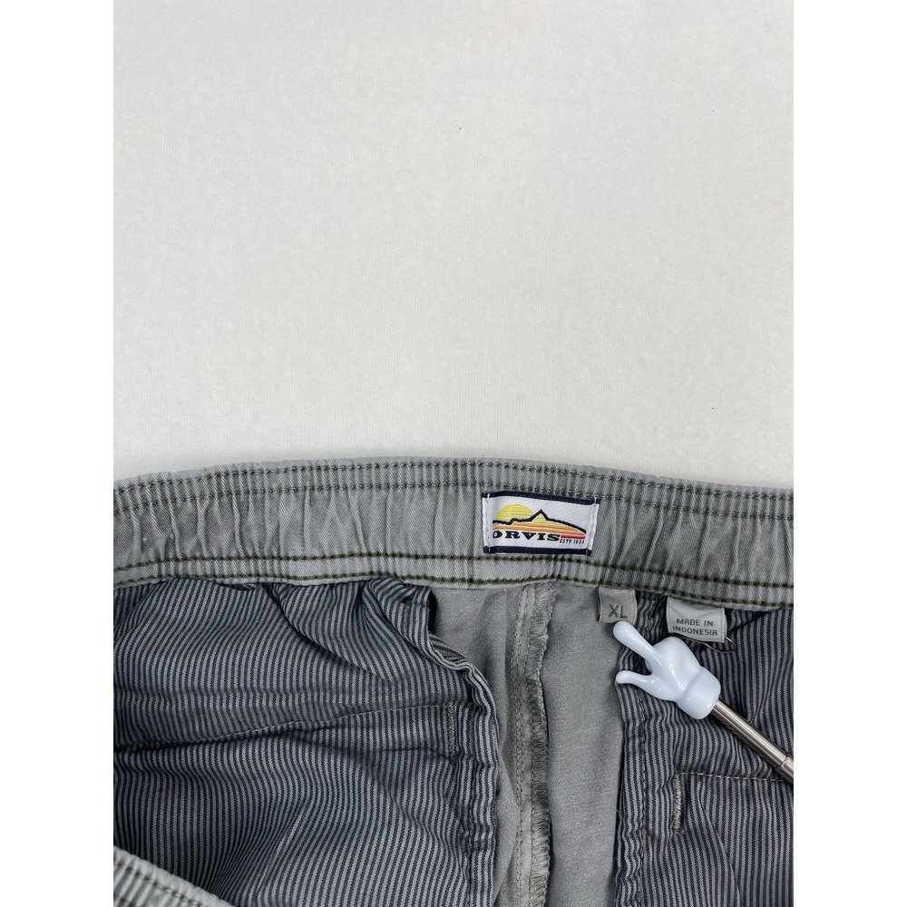 Orvis Men's Shorts Grey Chino Elastic Waist Drawstring XL Hiking Outdoor Pockets - Picture 2 of 9